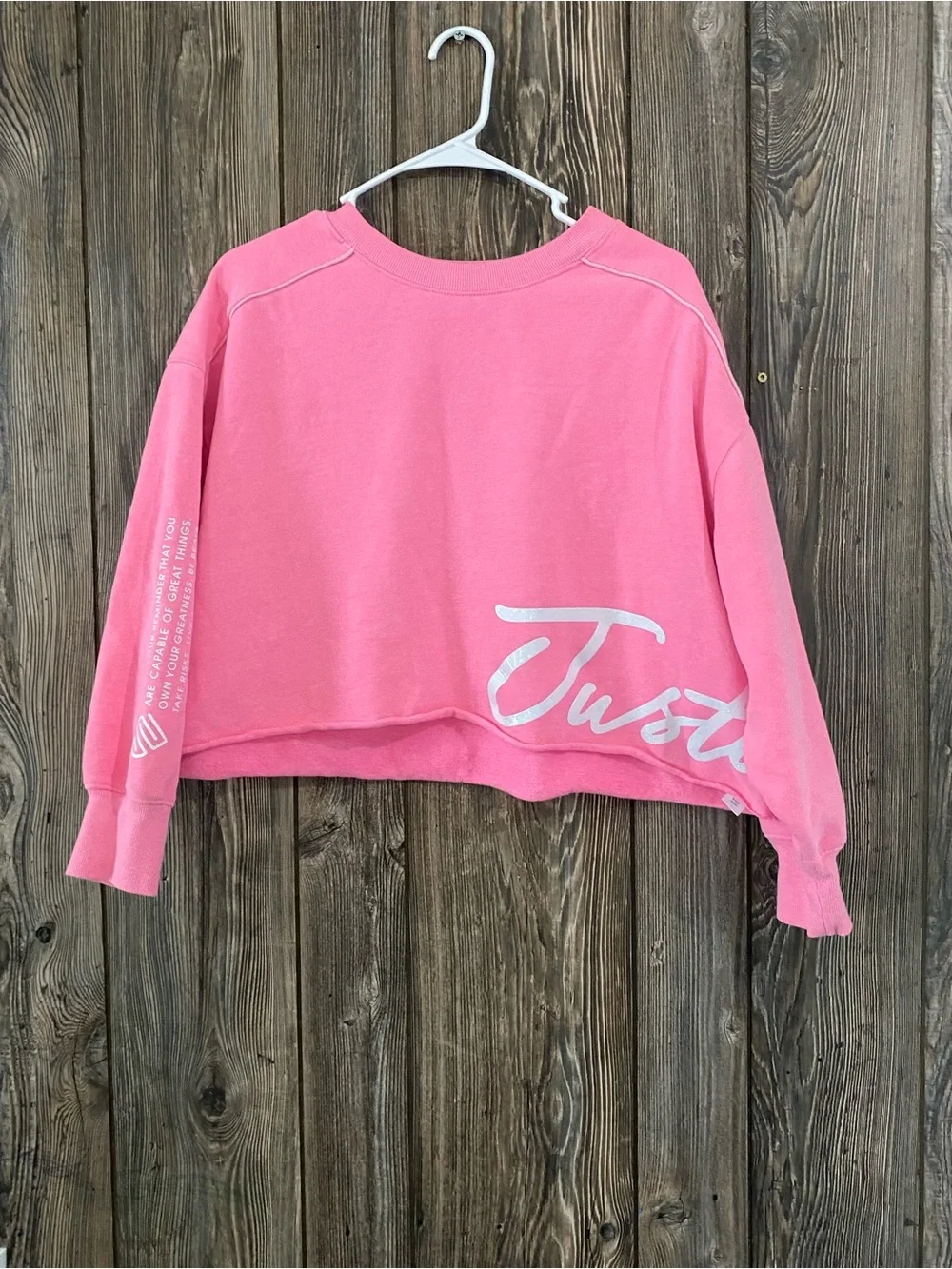 Justice Pink Crewneck Sweatshirt with Subtle Logo